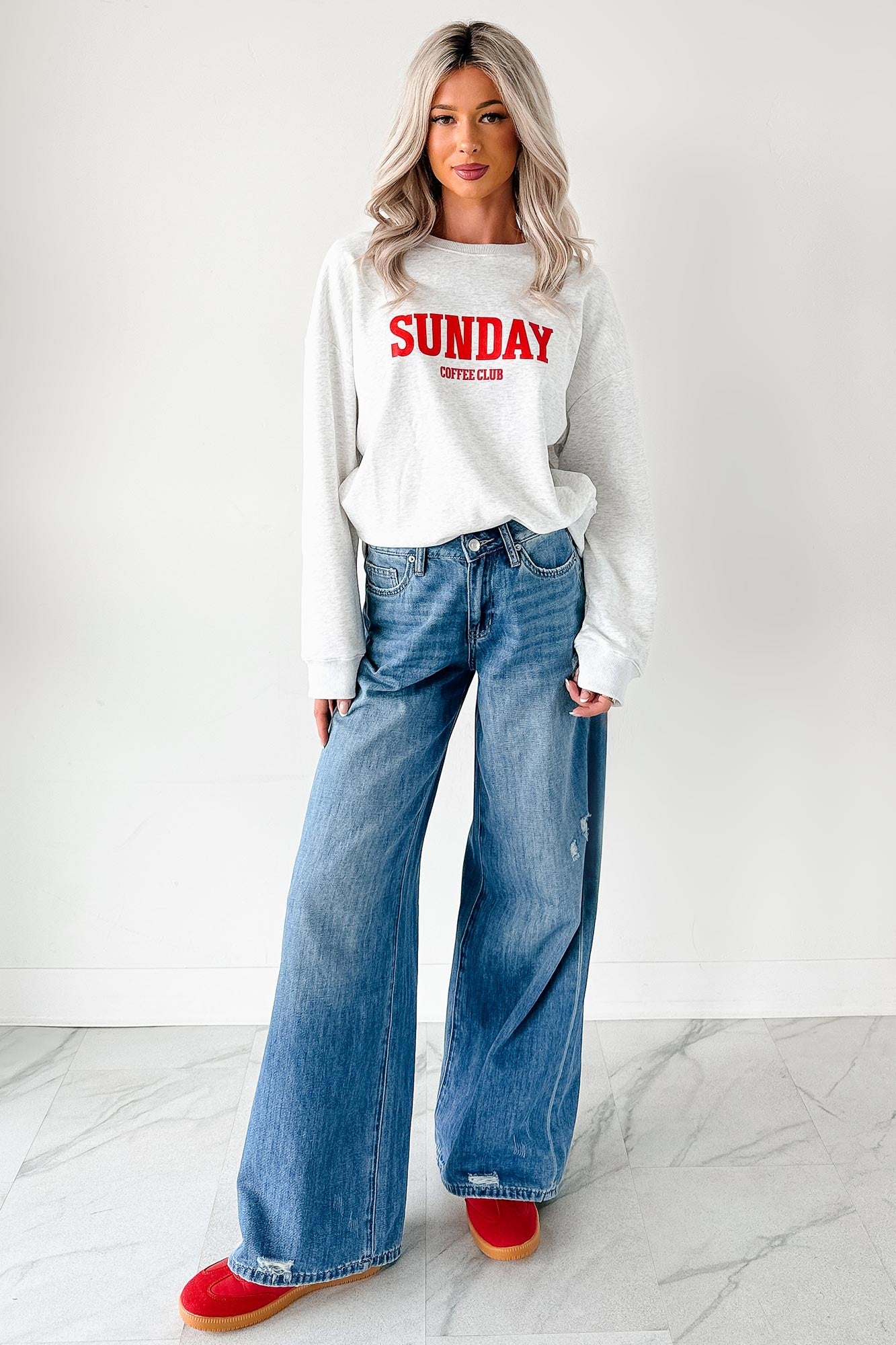 "Sunday Coffee Club" Graphic Sweatshirt (Heather Grey) - NanaMacs