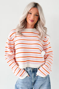 Sunset Feelings Stripe Knit Sweater (Cream/Pink/Orange) - NanaMacs