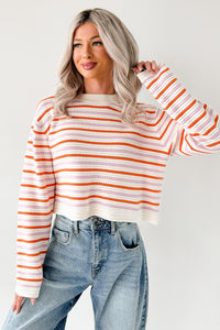 Sunset Feelings Stripe Knit Sweater (Cream/Pink/Orange) - NanaMacs