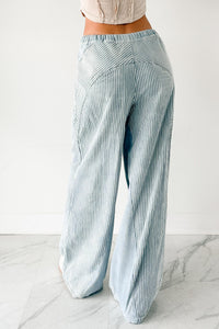 Franklin Striped Drawstring Wide Leg Jeans (Denim) - NanaMacs