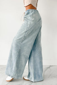 Franklin Striped Drawstring Wide Leg Jeans (Denim) - NanaMacs