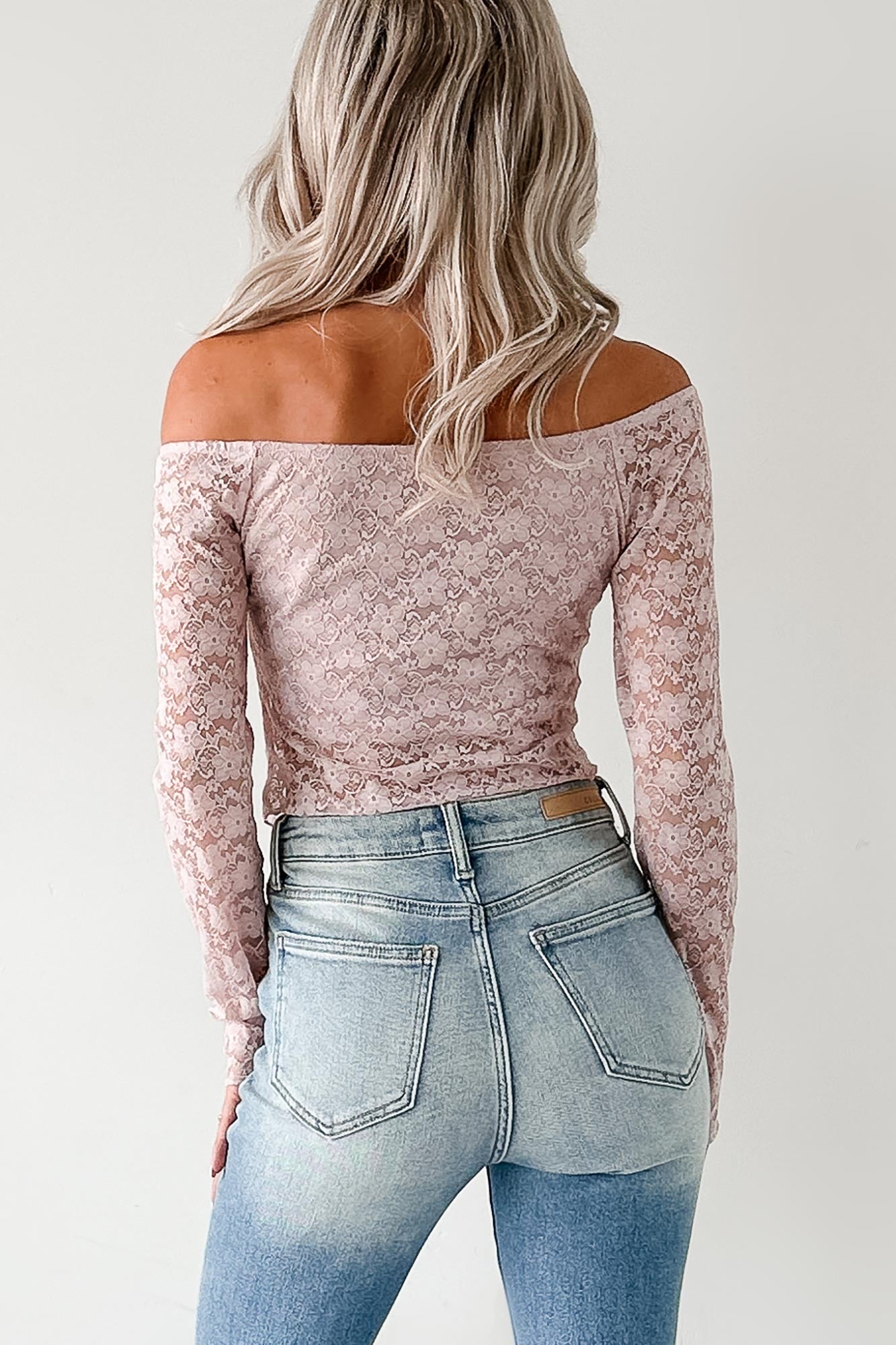 Up To Standard Ruched Lace Asymmetric Top (Blush) - NanaMacs