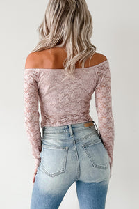 Up To Standard Ruched Lace Asymmetric Top (Blush) - NanaMacs