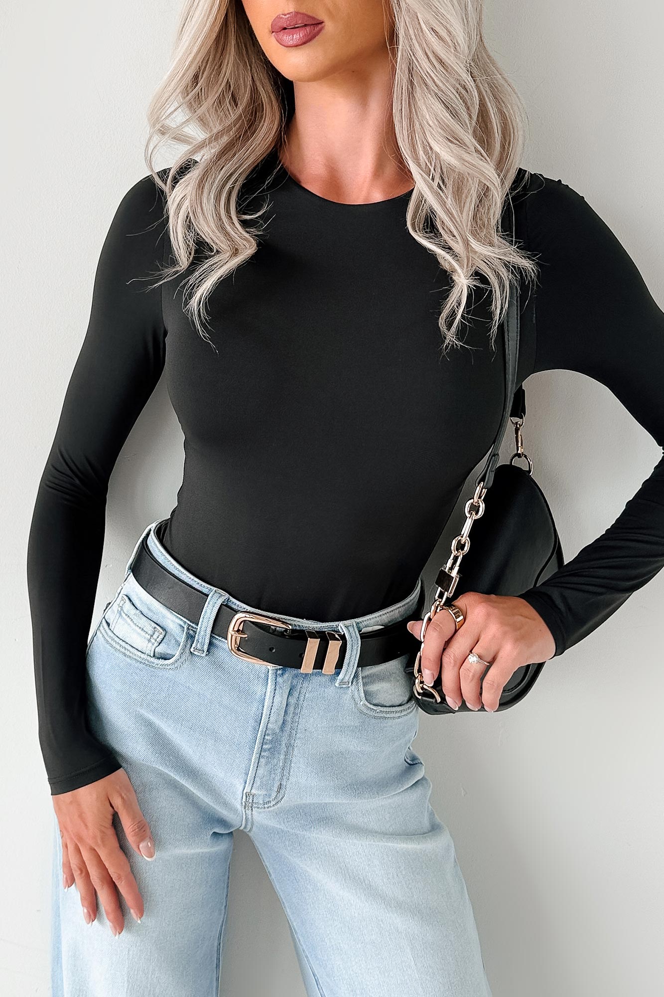 Always Refined Long Sleeve Bodysuit (Black) - NanaMacs