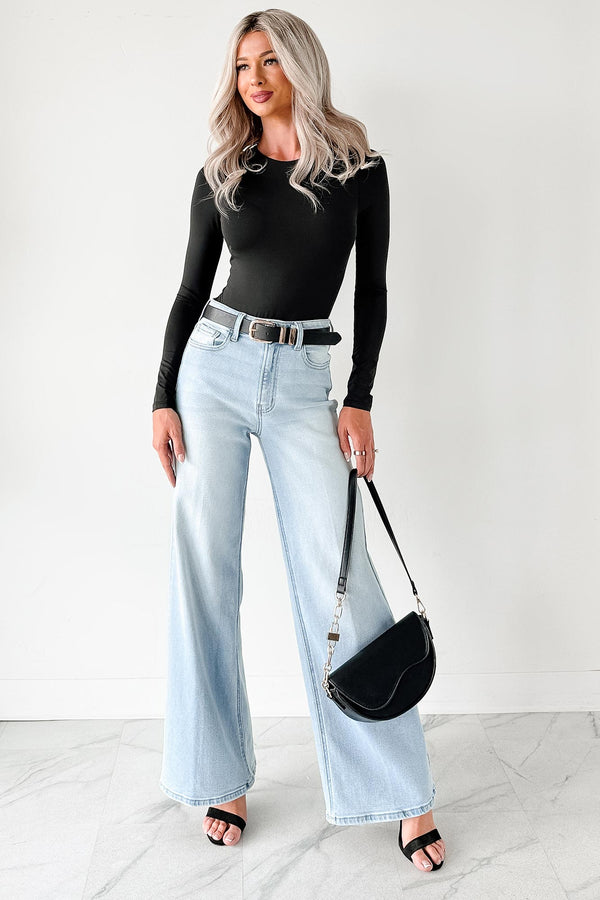 Geneva High Rise Wide Leg Cello Jeans (Light) - NanaMacs