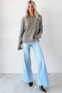 Unwritten Future Cable Knit Fringe Zenana Sweater (Brown) - NanaMacs