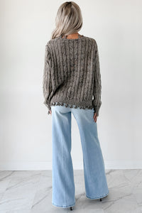 Unwritten Future Cable Knit Fringe Zenana Sweater (Brown) - NanaMacs