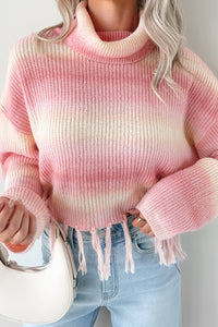 Life In Color Ombre Stripe Tassel Sweater (Pastel Peach) - NanaMacs