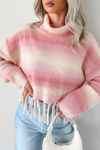 Life In Color Ombre Stripe Tassel Sweater (Pastel Peach) - NanaMacs