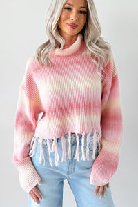 Life In Color Ombre Stripe Tassel Sweater (Pastel Peach) - NanaMacs