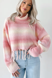 Life In Color Ombre Stripe Tassel Sweater (Pastel Peach) - NanaMacs