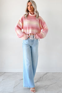 Life In Color Ombre Stripe Tassel Sweater (Pastel Peach) - NanaMacs