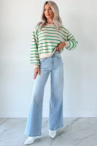 Morning Rituals Striped Button Detail Sweater (Green) - NanaMacs