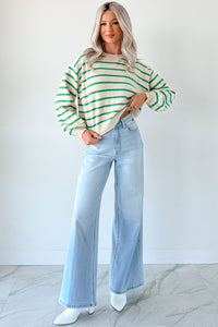 Morning Rituals Striped Button Detail Sweater (Green) - NanaMacs