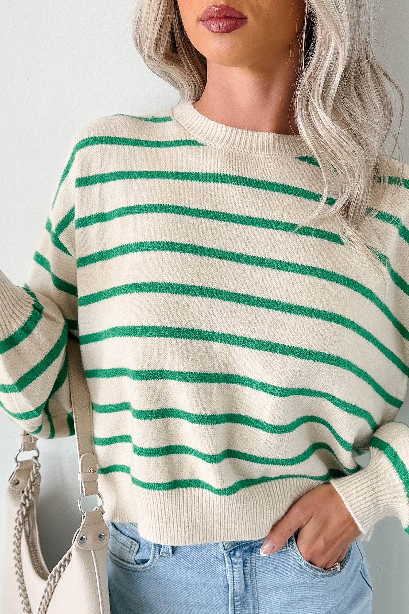 Morning Rituals Striped Button Detail Sweater (Green) - NanaMacs