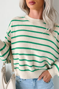 Morning Rituals Striped Button Detail Sweater (Green) - NanaMacs