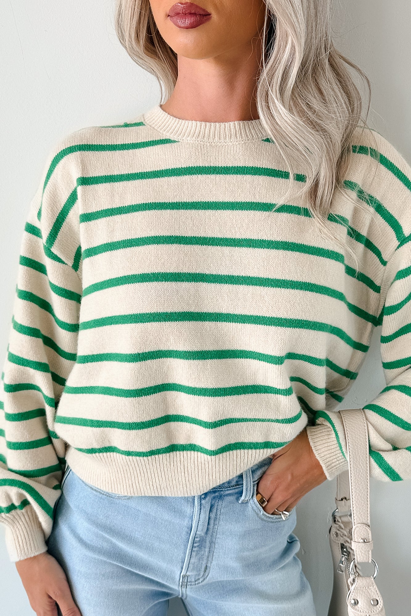 Morning Rituals Striped Button Detail Sweater (Green) - NanaMacs