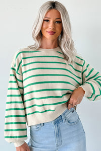 Morning Rituals Striped Button Detail Sweater (Green) - NanaMacs