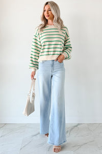 Morning Rituals Striped Button Detail Sweater (Green) - NanaMacs