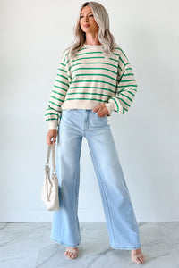 Morning Rituals Striped Button Detail Sweater (Green) - NanaMacs