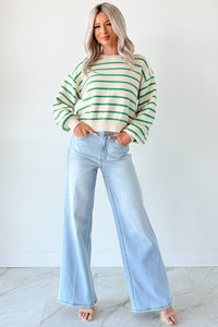 Morning Rituals Striped Button Detail Sweater (Green) - NanaMacs