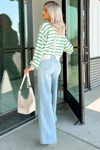 Morning Rituals Striped Button Detail Sweater (Green) - NanaMacs