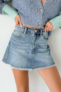 Yes To This Mica Denim Mini Skirt (Medium Wash) - NanaMacs