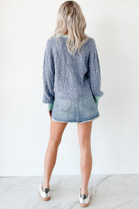 Daydream Zen Knit Contrast Glittery Cardigan (Blue) - NanaMacs