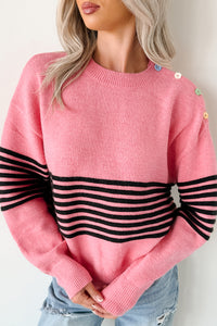 My Favorites Long Sleeve Striped Knit Sweater (Pink/Multi) - NanaMacs