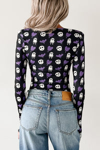 Ghoul's Night Out NM Original Padded V-Neck Bodysuit (Purple Ghouls) - NanaMacs