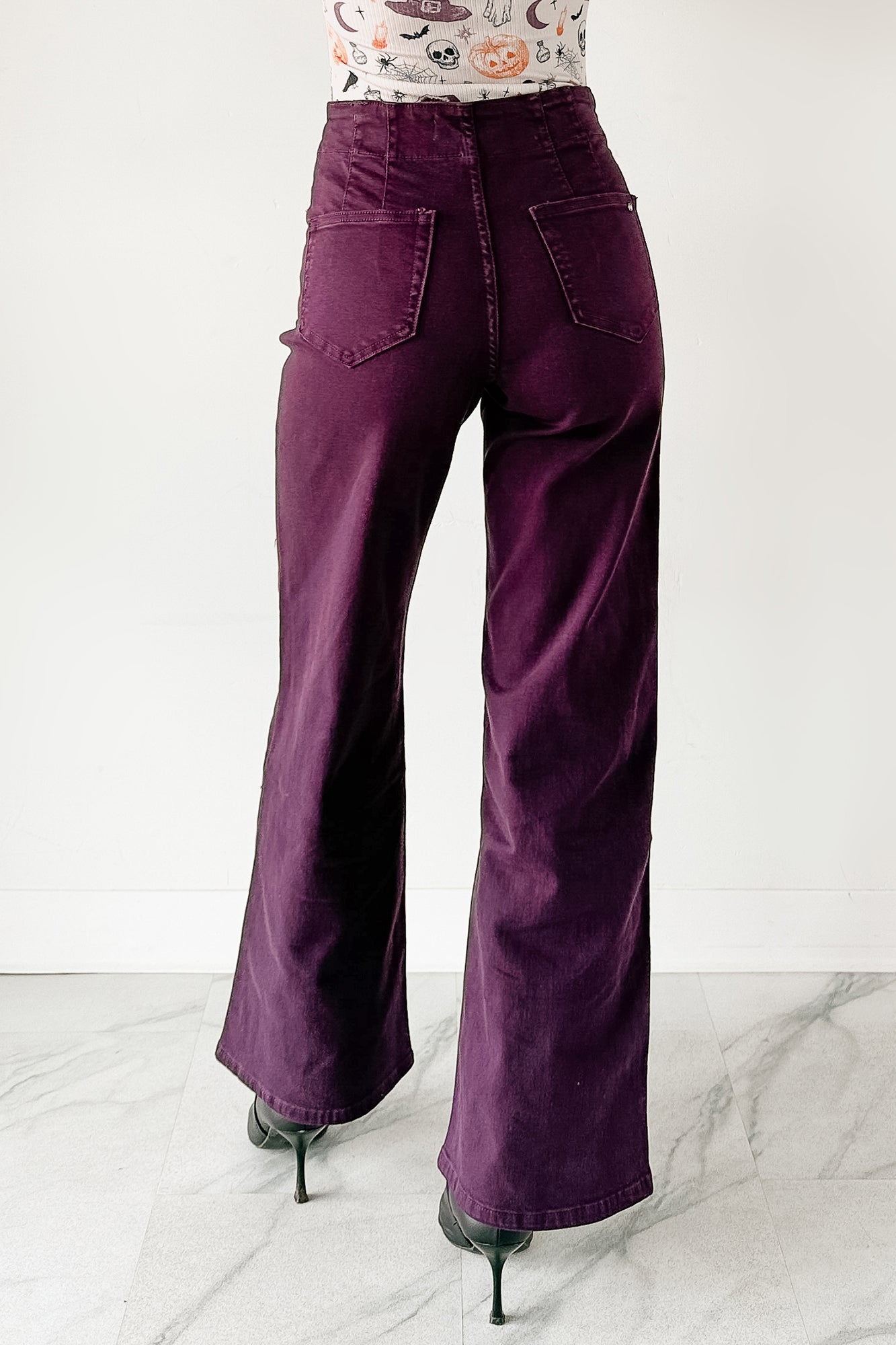 Carlotta High Rise Wide Leg Mica Denim Jeans (Plum) - NanaMacs