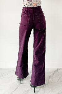 Carlotta High Rise Wide Leg Mica Denim Jeans (Plum) - NanaMacs