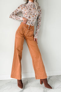 Henley Wide Leg Mica Denim Jeans (Cinnamon) - NanaMacs