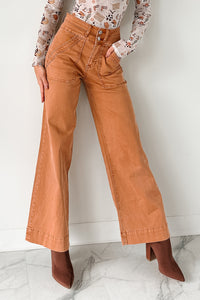 Henley Wide Leg Mica Denim Jeans (Cinnamon) - NanaMacs