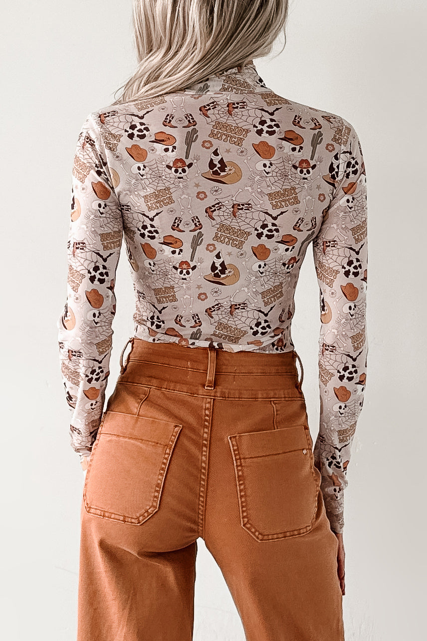 "Howdy Witch" NM Original Mesh Mock Neck Bodysuit (Howdy Witch) - NanaMacs