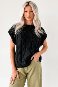 Don't Envy Me Cable Knit Sweater Vest (Black) - NanaMacs