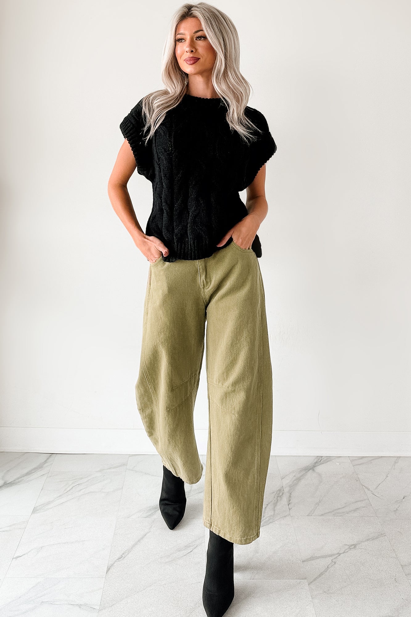 Don't Envy Me Cable Knit Sweater Vest (Black) - NanaMacs