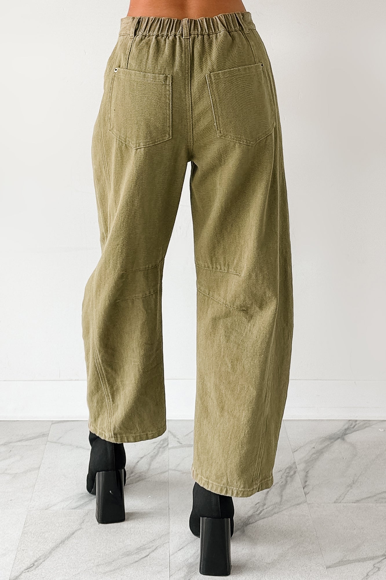 Hansen Hight Rise Barrel Jeans (Olive) - NanaMacs