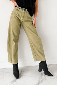 Hansen Hight Rise Barrel Jeans (Olive) - NanaMacs
