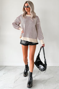 Snug Haven Two Tone Zenana Sweater (Cabernet) - NanaMacs