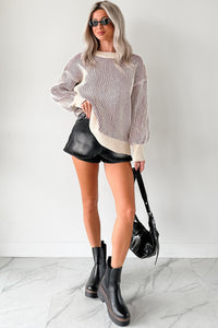 Snug Haven Two Tone Zenana Sweater (Cabernet) - NanaMacs