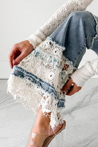Beatrice Floral Crochet POL Flare Jeans (Denim) - NanaMacs