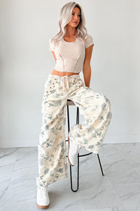 Lorelei Wide Leg Floral POL Jeans (Cream/Floral) - NanaMacs