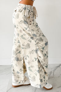 Lorelei Wide Leg Floral POL Jeans (Cream/Floral) - NanaMacs