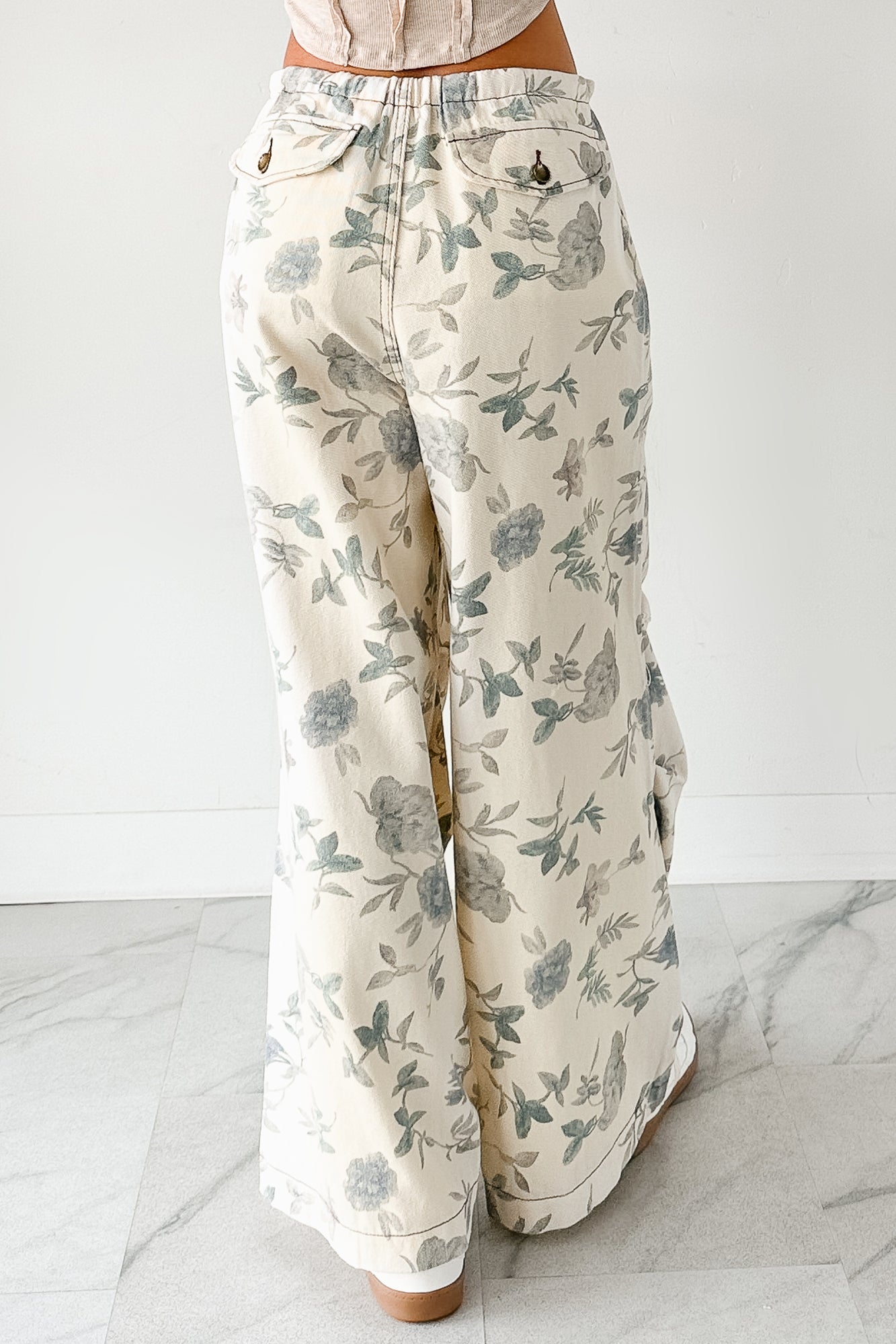 パンツ OHESHIO FLORAL CARPENTER PANTS, CREAM 202405031444221085802504266347