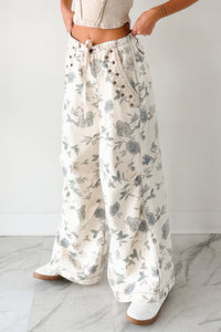 Lorelei Wide Leg Floral POL Jeans (Cream/Floral) - NanaMacs