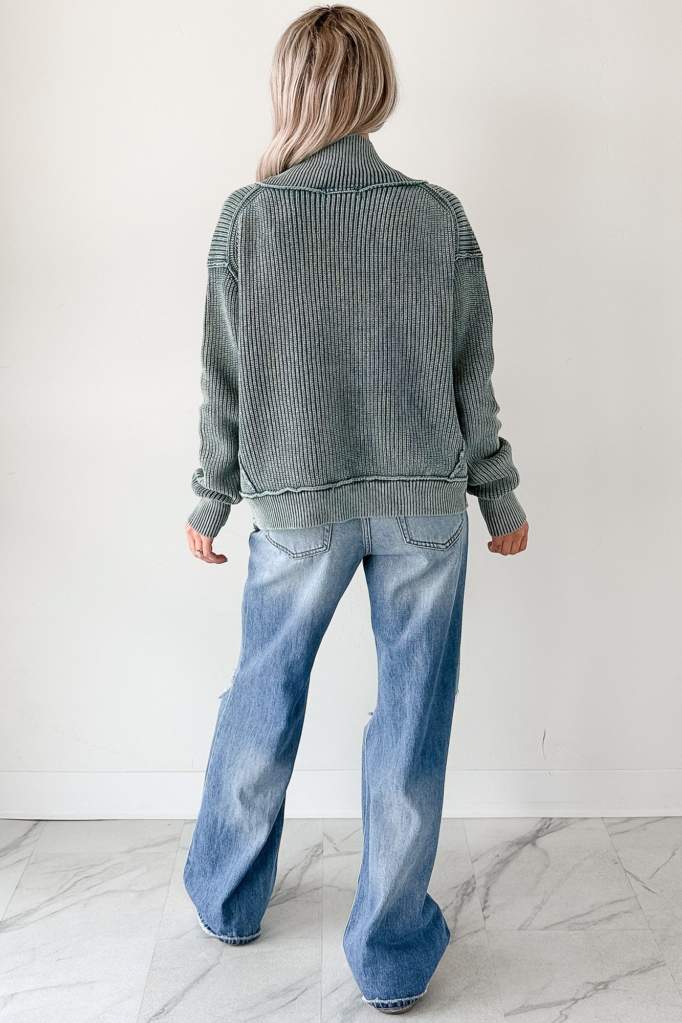 Dream Wear Zenana Washed Knit Cardigan (Ash Jade) · NanaMacs