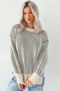 Snug Haven Two Tone Zenana Sweater (Light Navy) - NanaMacs