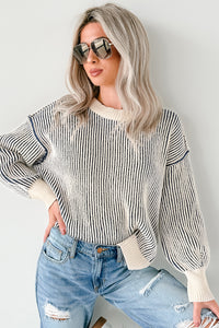 Snug Haven Two Tone Zenana Sweater (Light Navy) - NanaMacs