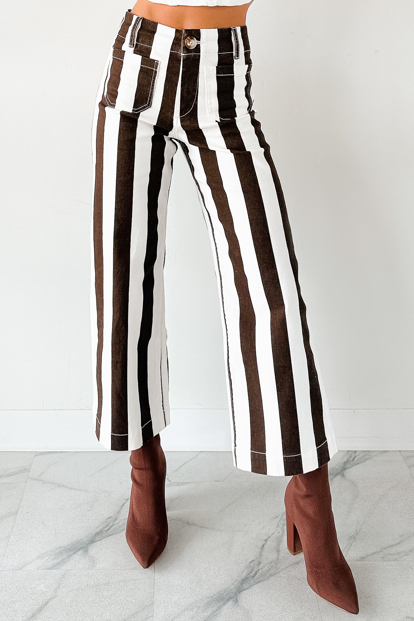 Julia Wide Leg Mica Denim Crop Jeans (Earth Brown/White) - NanaMacs